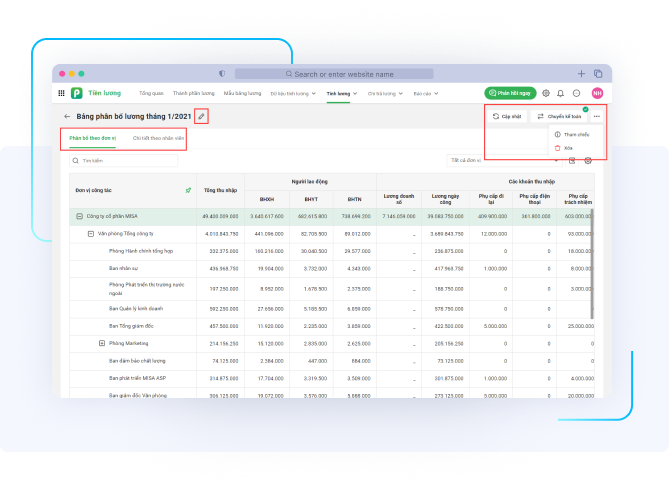 Hợp nhất AMIS HRM và AMIS Kế toán