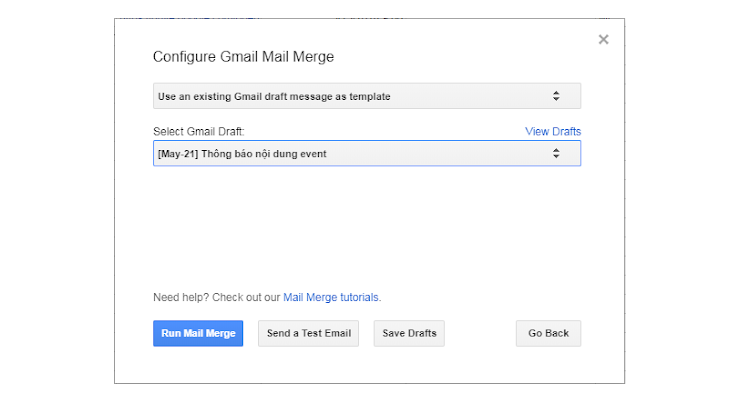 gửi email với mail merge google sheet