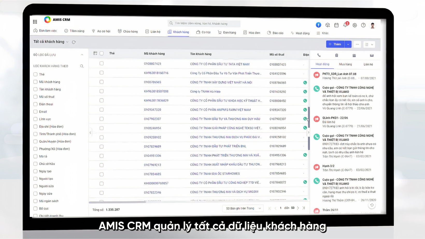 Lưu trữ dữ liệu khách hàng với AMIS CRM