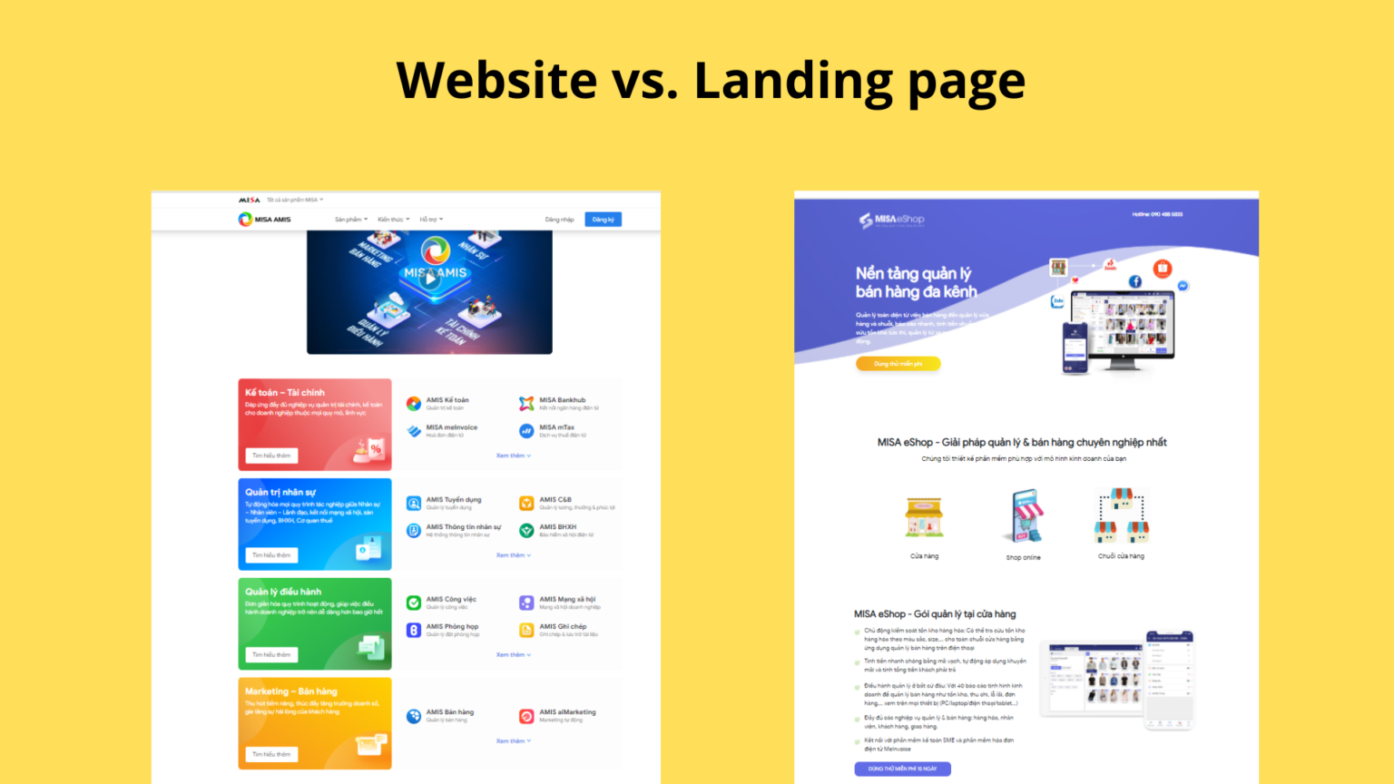 Landing Page khác gì Website - So sánh landing page và website