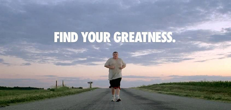 Hình ảnh trong clip quảng cáo cho chiến dịch "Find Your Greatness" năm 2012 của Nike