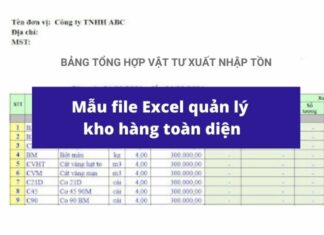 Mẫu file Excel quản lý toàn diện kho hàng hóa – Đã 301 file excel quản lý kho