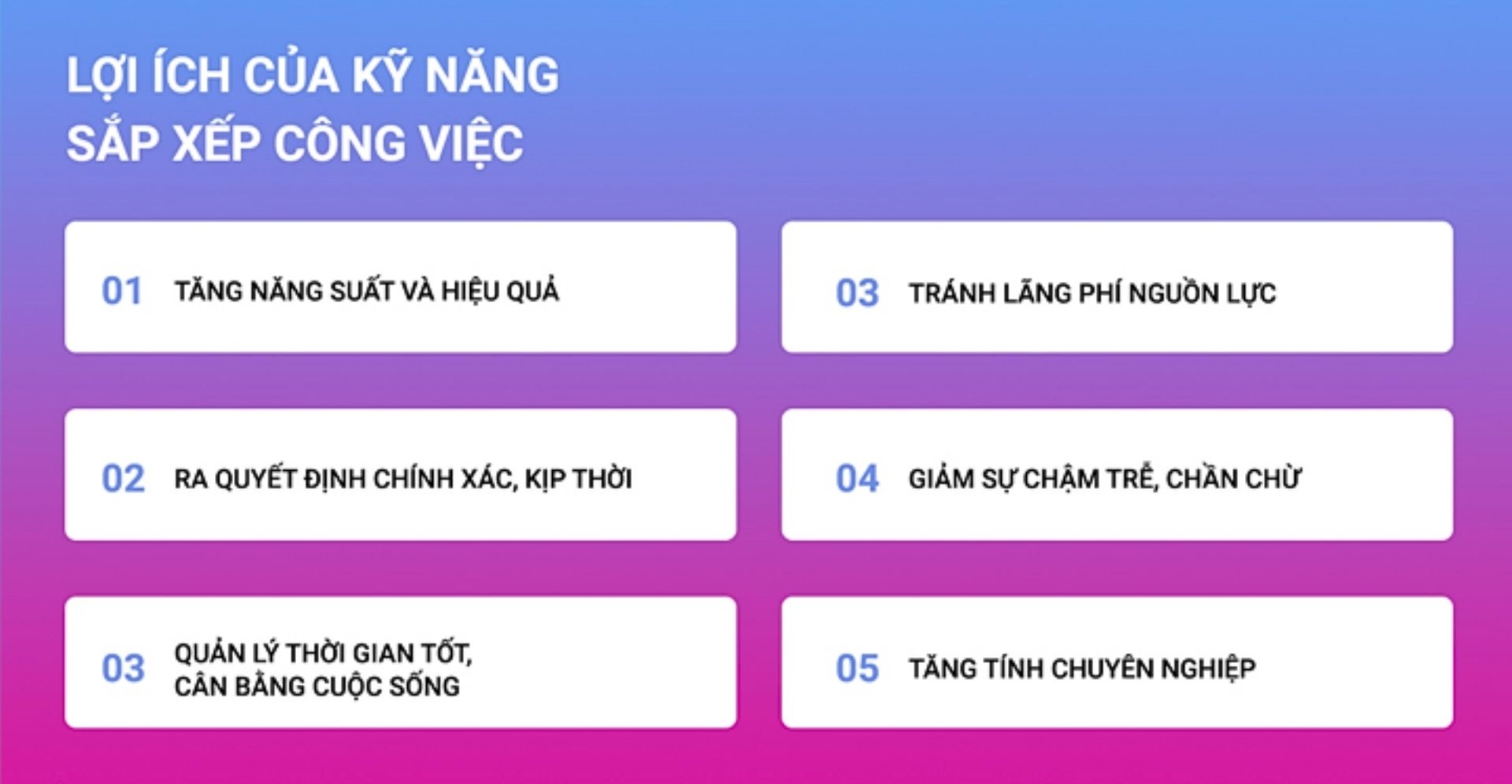 lợi ích của kỹ năng sắp xếp công việc