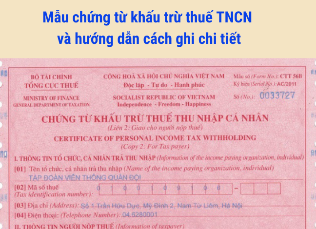 mẫu chứng từ khấu trừ thuế TNCN