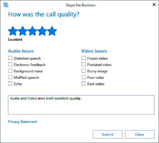 Minh họa câu hỏi khảo sát CSAT từ Skype
