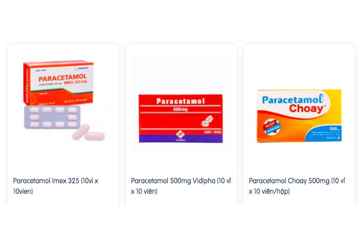 Paracetamol chứa thành phần giảm đau (Ảnh : pharmacity.vn)
