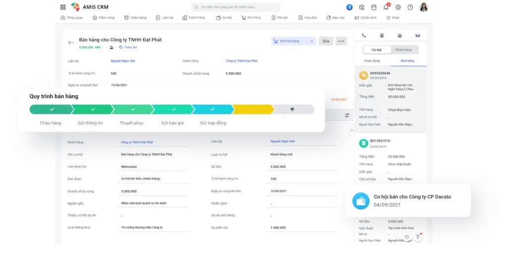 Ứng dụng CRM quản lý quy trình tiếp cận, chăm sóc, gia tăng chuyển đổi khách hàng.