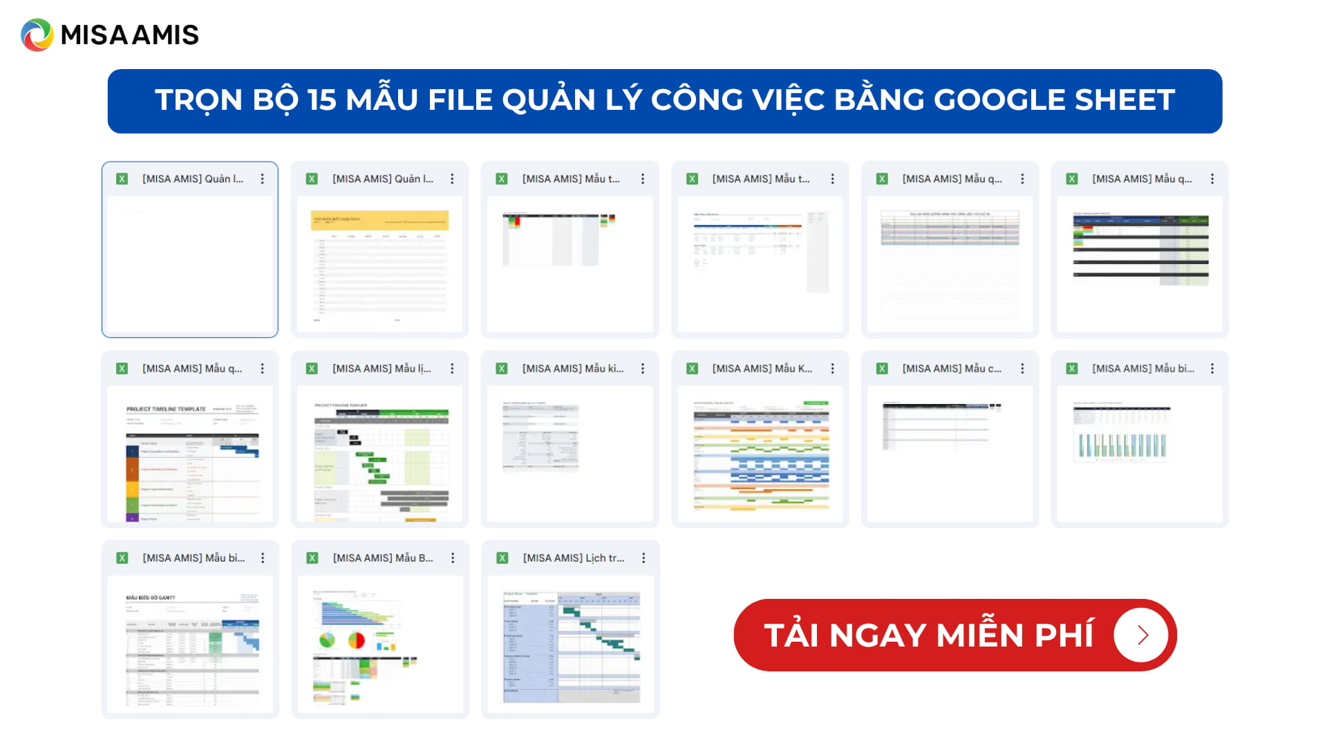 Bộ mẫu quản lý công việc google sheet misa