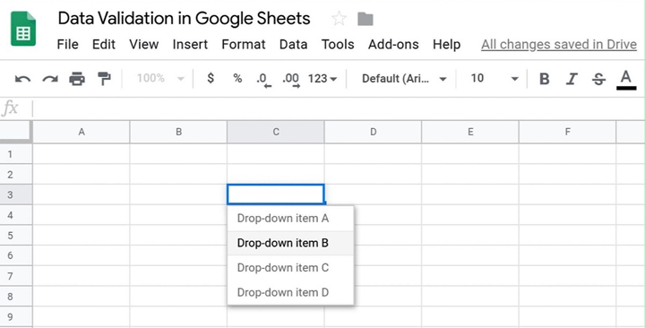 hướng dẫn tạo drop list quản lý công việc bằng Google Sheet