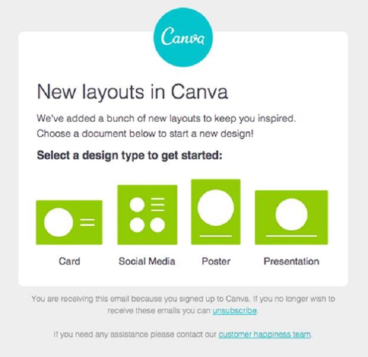 Thông báo về mẫu thiết kế mới của Canva