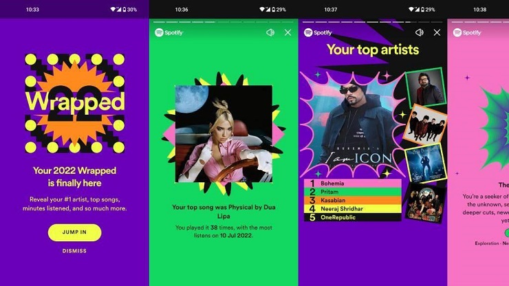 Giao diện Spotify Wrapped 2022 được cá nhân hóa cho từng người dùngNguồn: Internet 