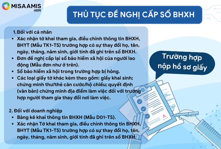 Thủ tục đề nghị cấp sổ BHXH khi nộp hồ sơ giấy