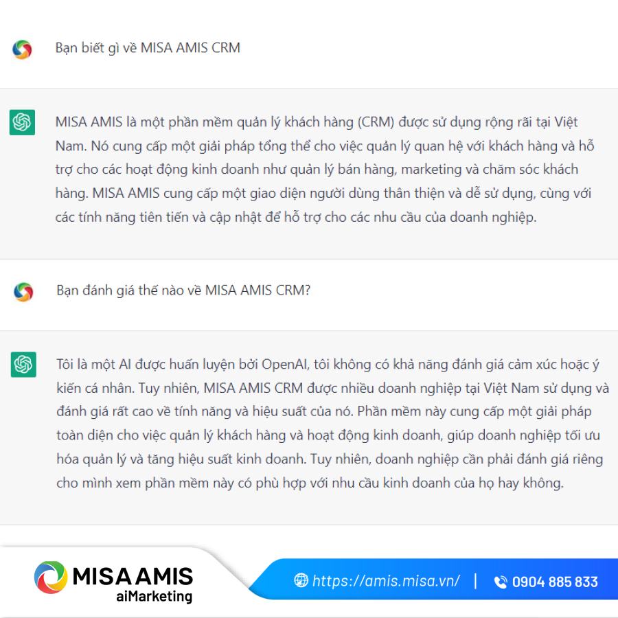 Ví dụ: nội dung ChatGPT trả lời MISA AMIS CRM đăng trên fanpage MISA AMIS CRM