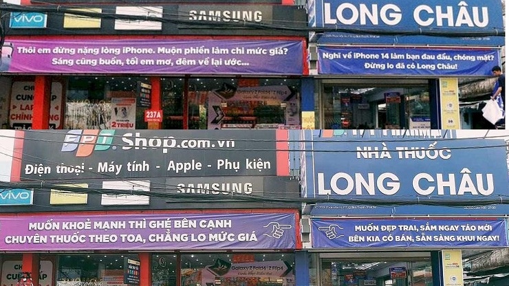 Banner quảng cáo thú vị của FPT shop và FPT Long Châu - Nguồn: Internet