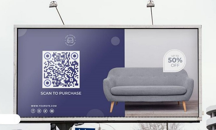 Quảng cáo nội thất billboard kết hợp QR code dẫn đến website - Nguồn: Internet
