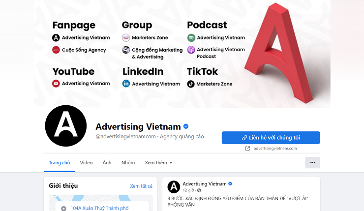 Fanpage trên facebook của Advertising Vietnam 