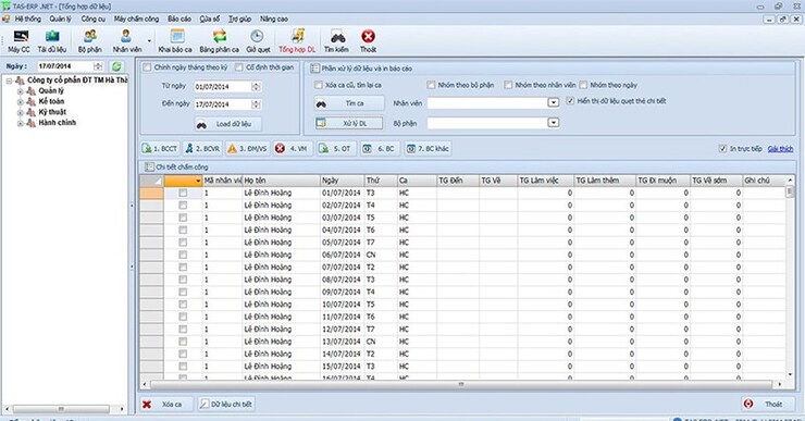 Phần mềm chấm công TAS-ERP hỗ trợ chuyển giao dữ liệu dễ dàng