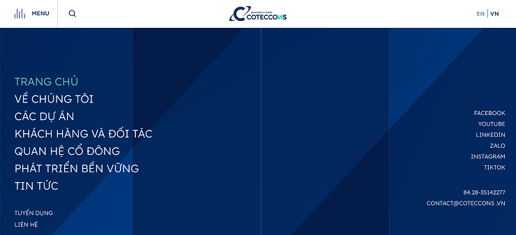Giao diện trang web của Coteccons - (Nguồn: coteccons.vn)