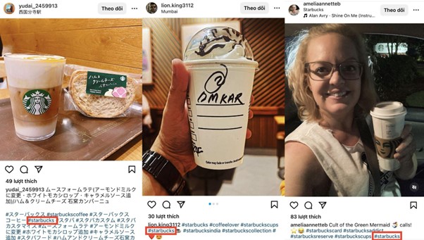 Thương hiệu Starbucks được gắn thẻ trên các bài đăng của người dùng Instagram - Nguồn: Internet