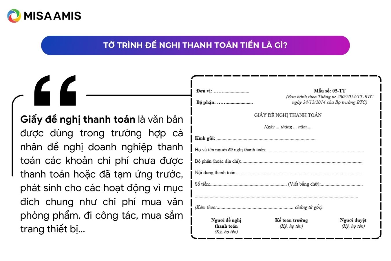 tờ trình đề nghị thanh toán tiền là gì?