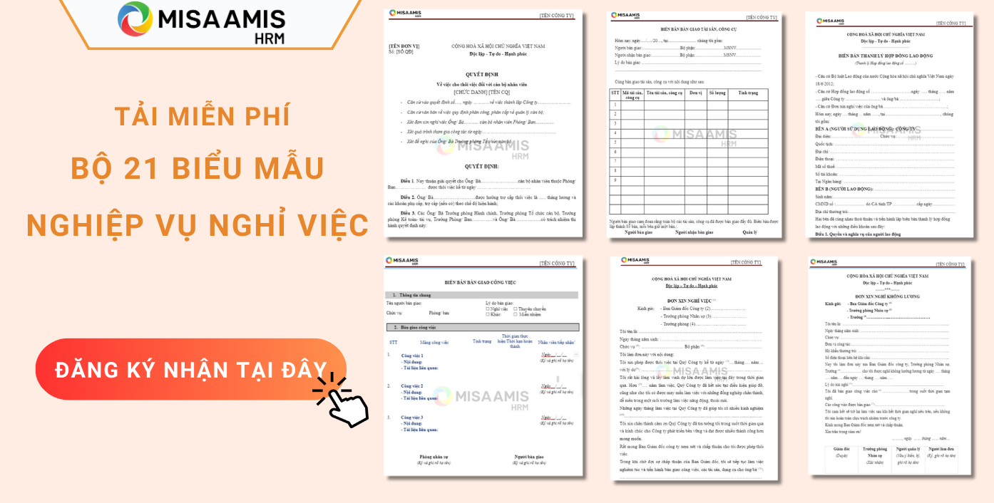 Bộ biểu mẫu nghiệp vụ nghỉ việc