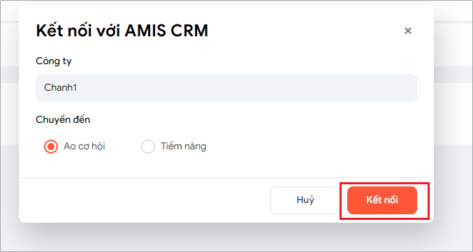 kết nối AMIS aiMarketing với AMIS CRM