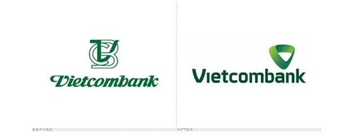 Logo trước đây và logo hiện tại của ngân hàng Vietcombank (Nguồn: Sưu tầm)