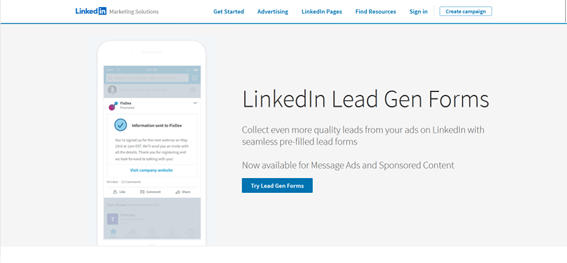 Biểu mẫu tạo dựng khách hàng tiềm năng do LinkedIn cung cấp