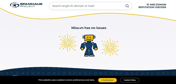 Domain của MISA không bị dính blacklist