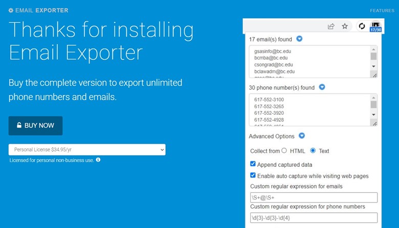 Phần mềm quét email Email Exporter