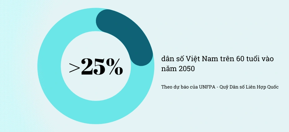 Theo UNFPA - Quỹ Dân số Liên Hợp Quốc, đến năm 2050 dân số Việt Nam sẽ bị già hóa lớn với hơn 25% người trên 60 tuổi