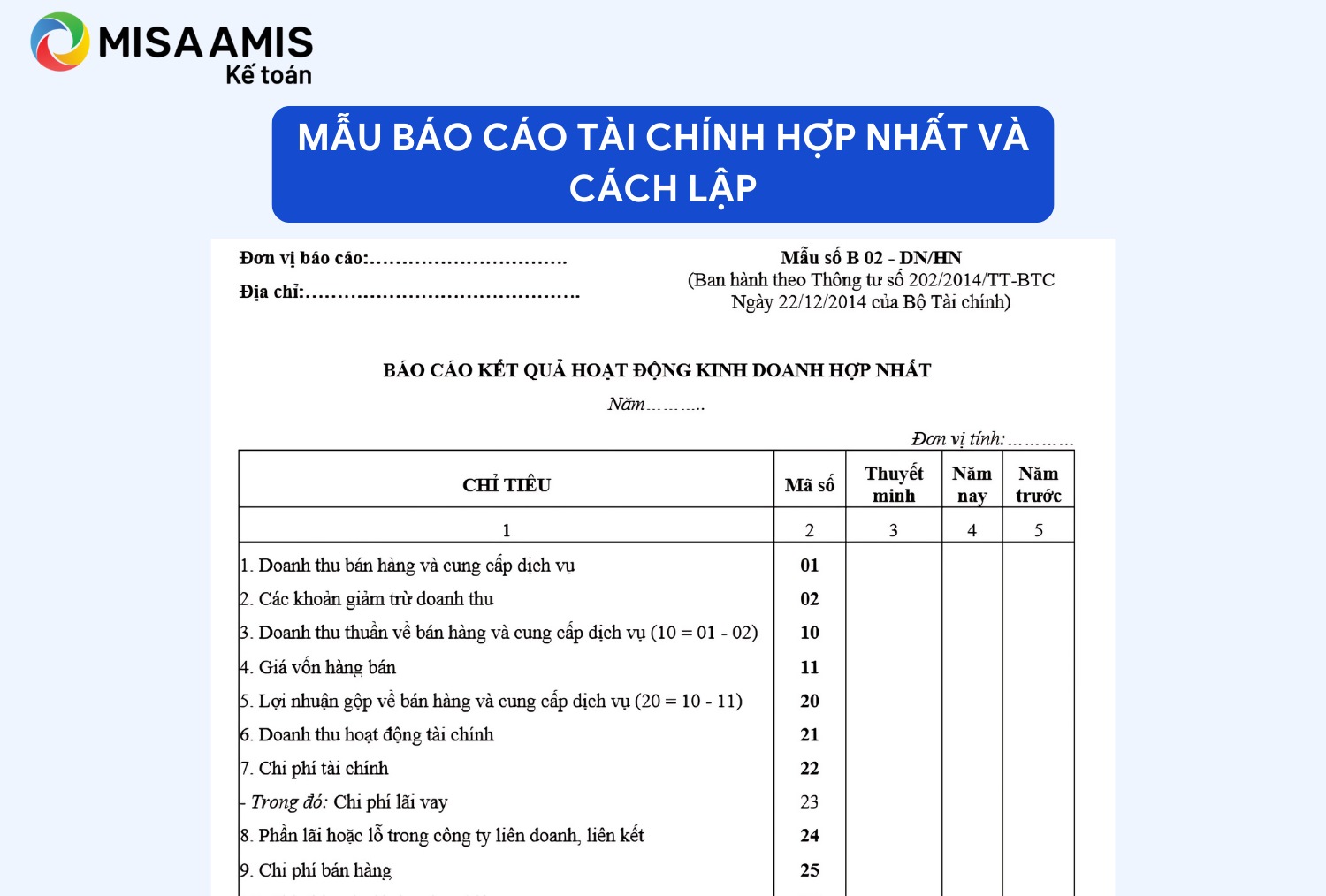 Mẫu báo cáo tài chính hợp nhất và cách lập