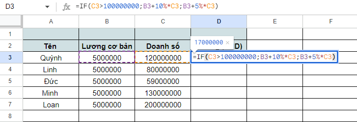 Hướng dẫn chi tiết cách sử dụng hàm IF để tính lương trong Excel