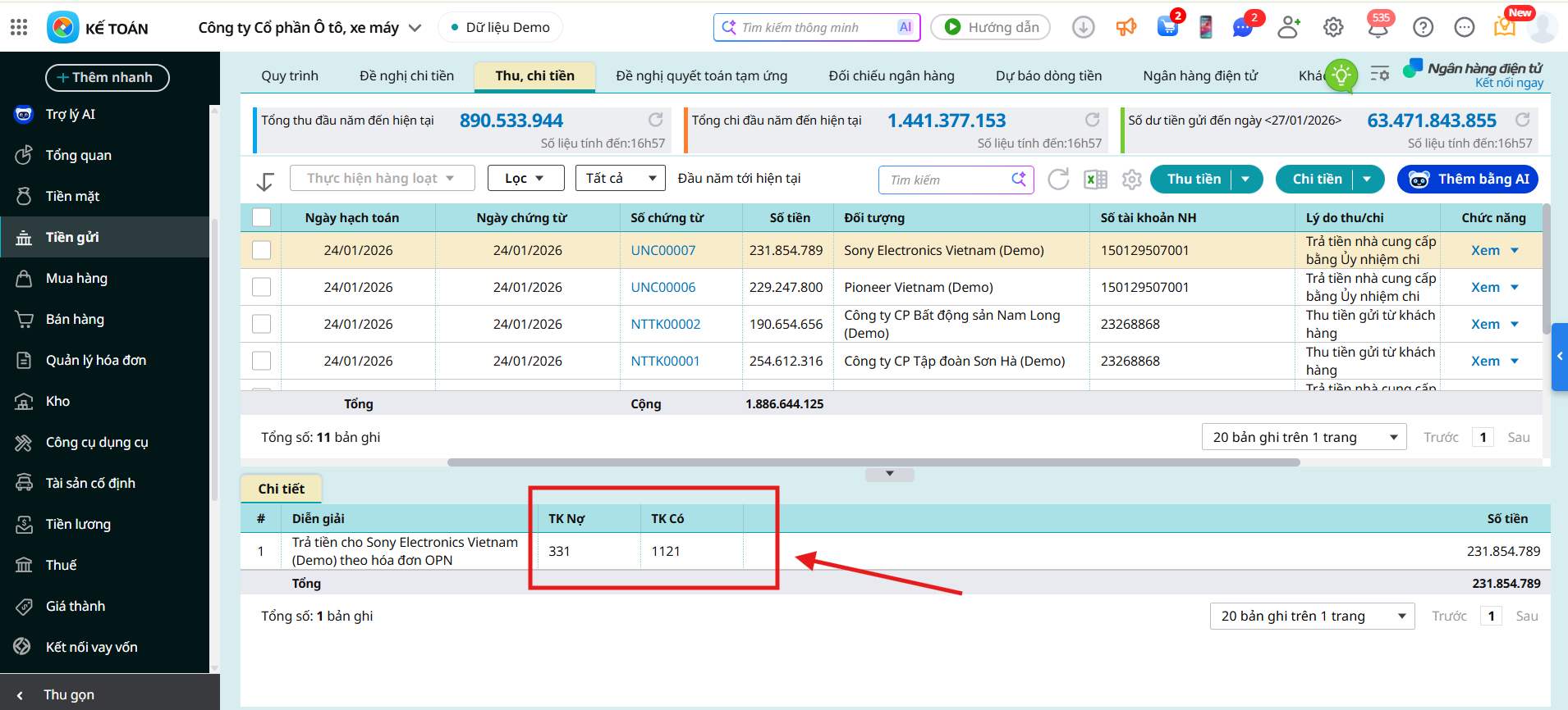 Demo tính năng tự động định khoản trên AMIS Kế Toán