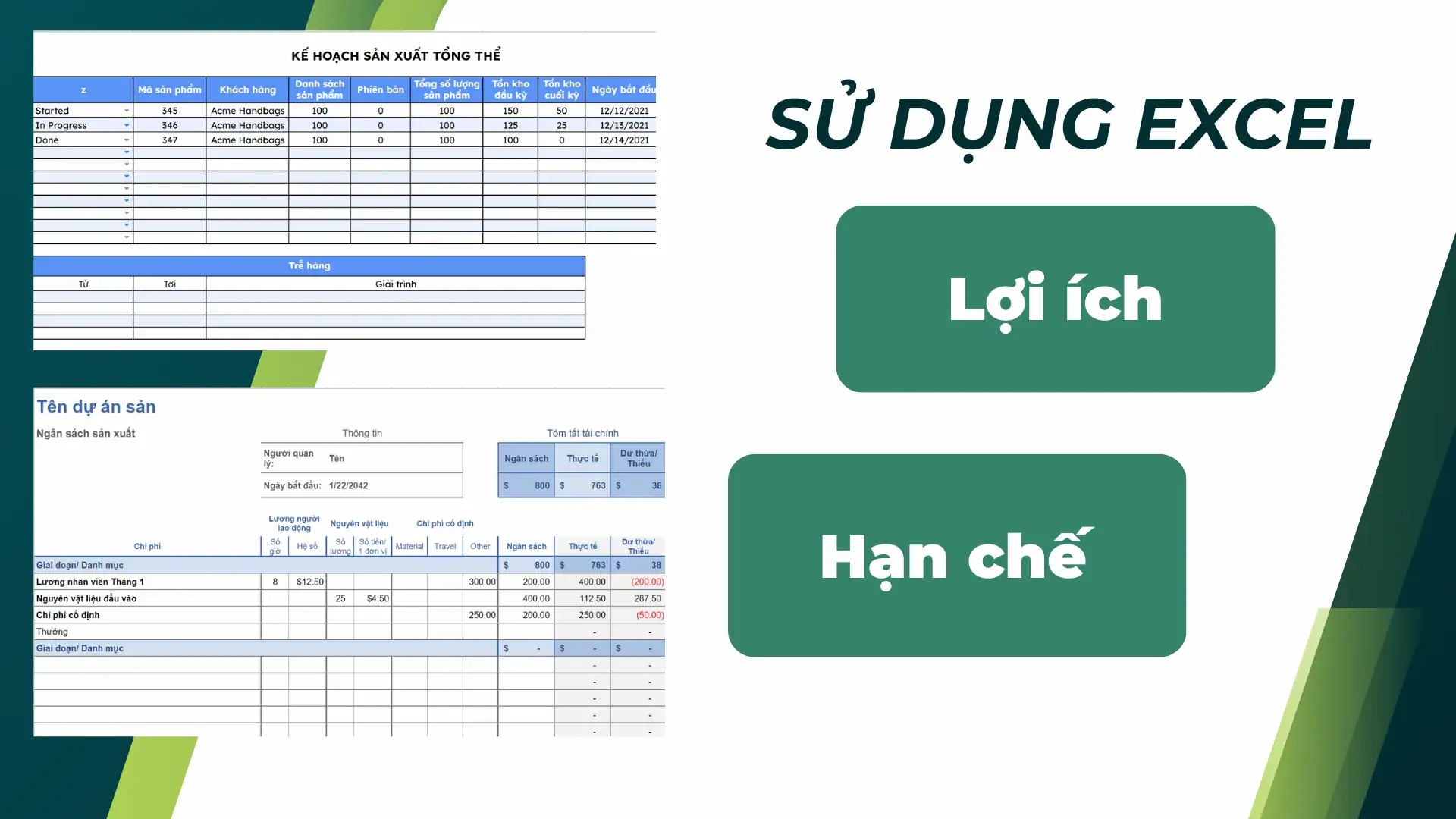 Lợi ích và hạn chế của lập mẫu kế hoạch sản xuất bằng Excel