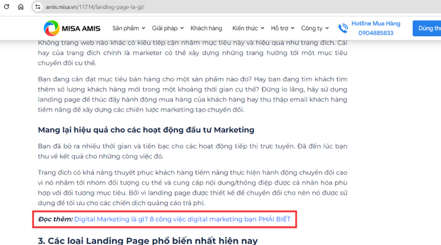 Ví dụ về CTA kêu gọi đọc thêm nội dung liên quan