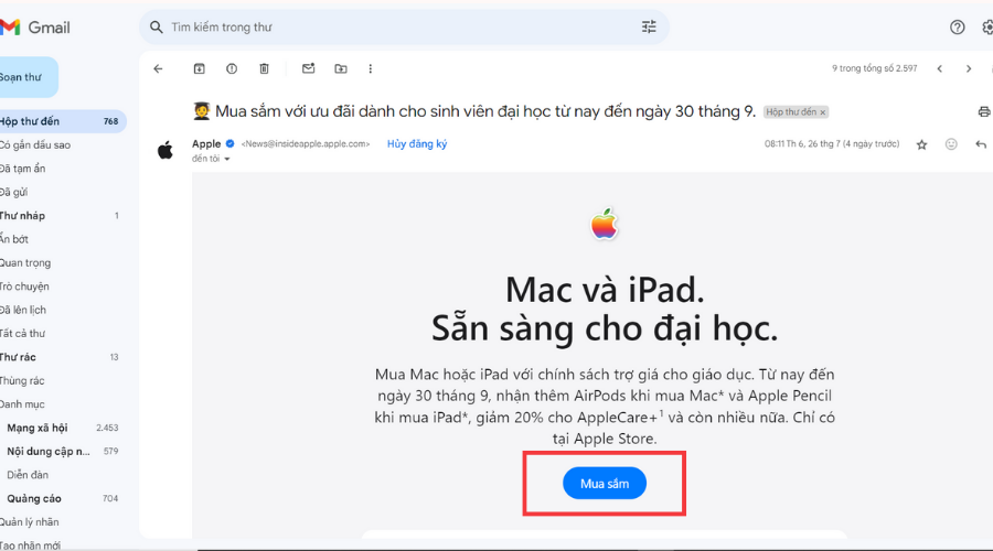 Ví dụ về CTA trong các email marketing