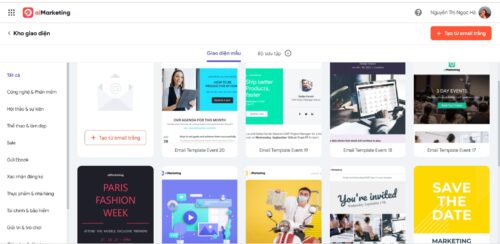 Người dùng có thể dễ dàng tạo Landing page từ kho template đa dạng của AMIS aiMarketing.