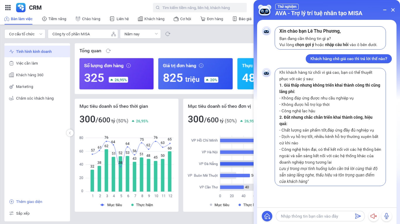 Trợ lý ảo Ava là trợ thủ đắc lực cho người dùng AMIS CRM