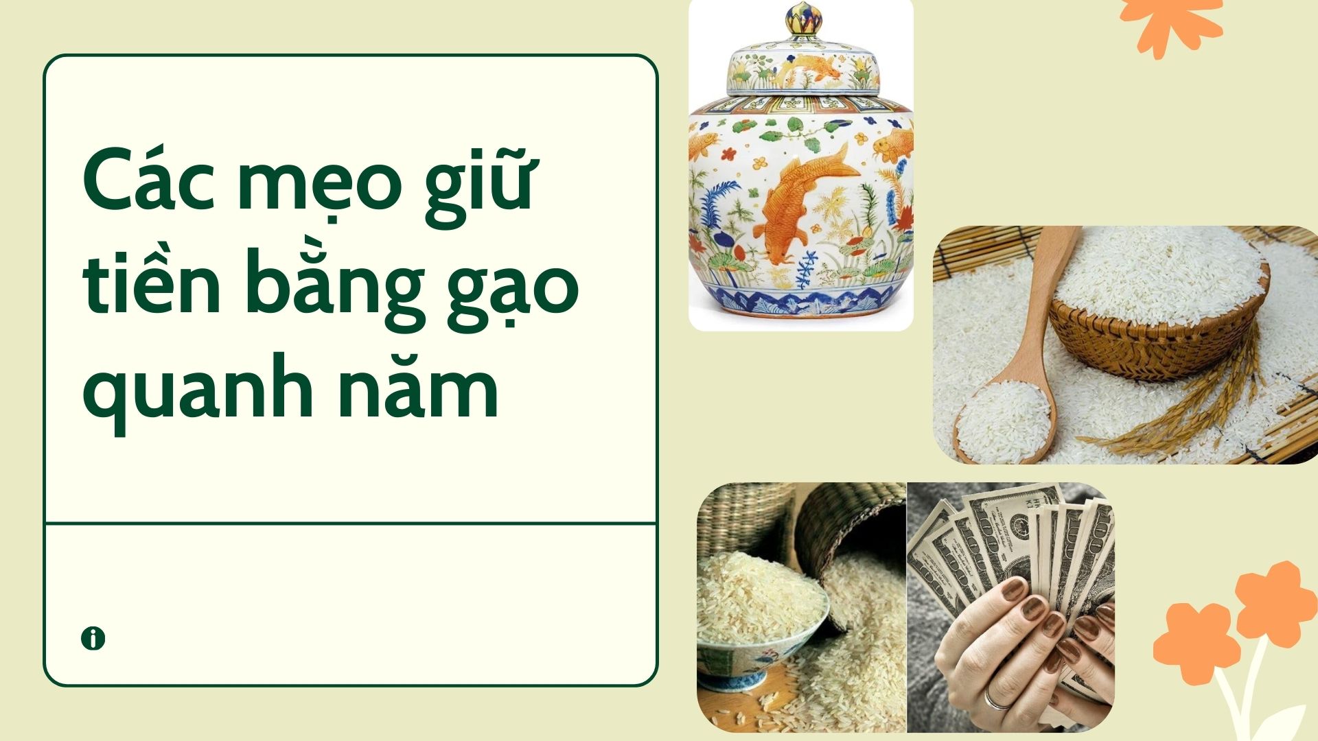 Các mẹo giữ tiền bằng gạo quanh năm