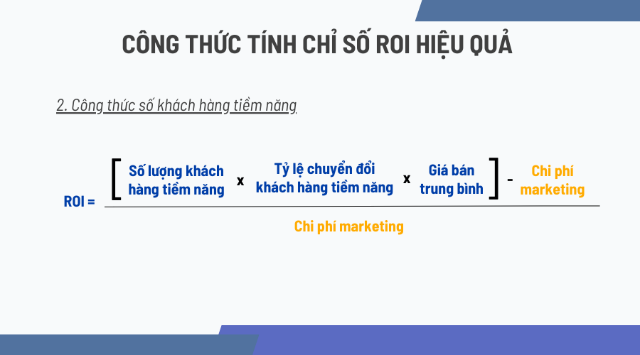 Công thức tính ROI qua số lượng khách hàng.