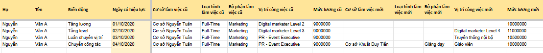 quản lý nhân sự bằng excel