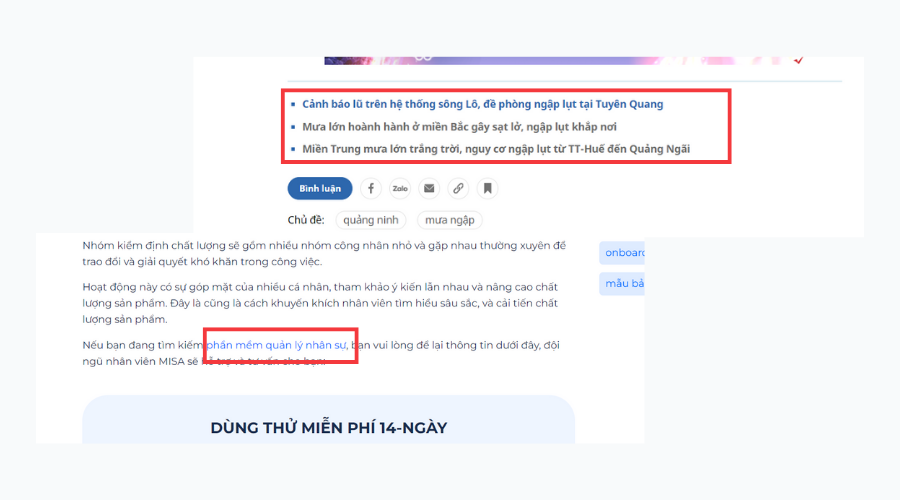 Ví dụ về In-text CTA