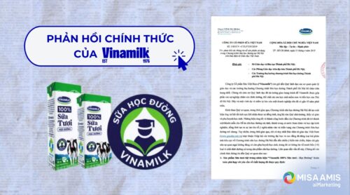 Vinamilk cho đăng tải văn bản phản hồi chính thức lên website.