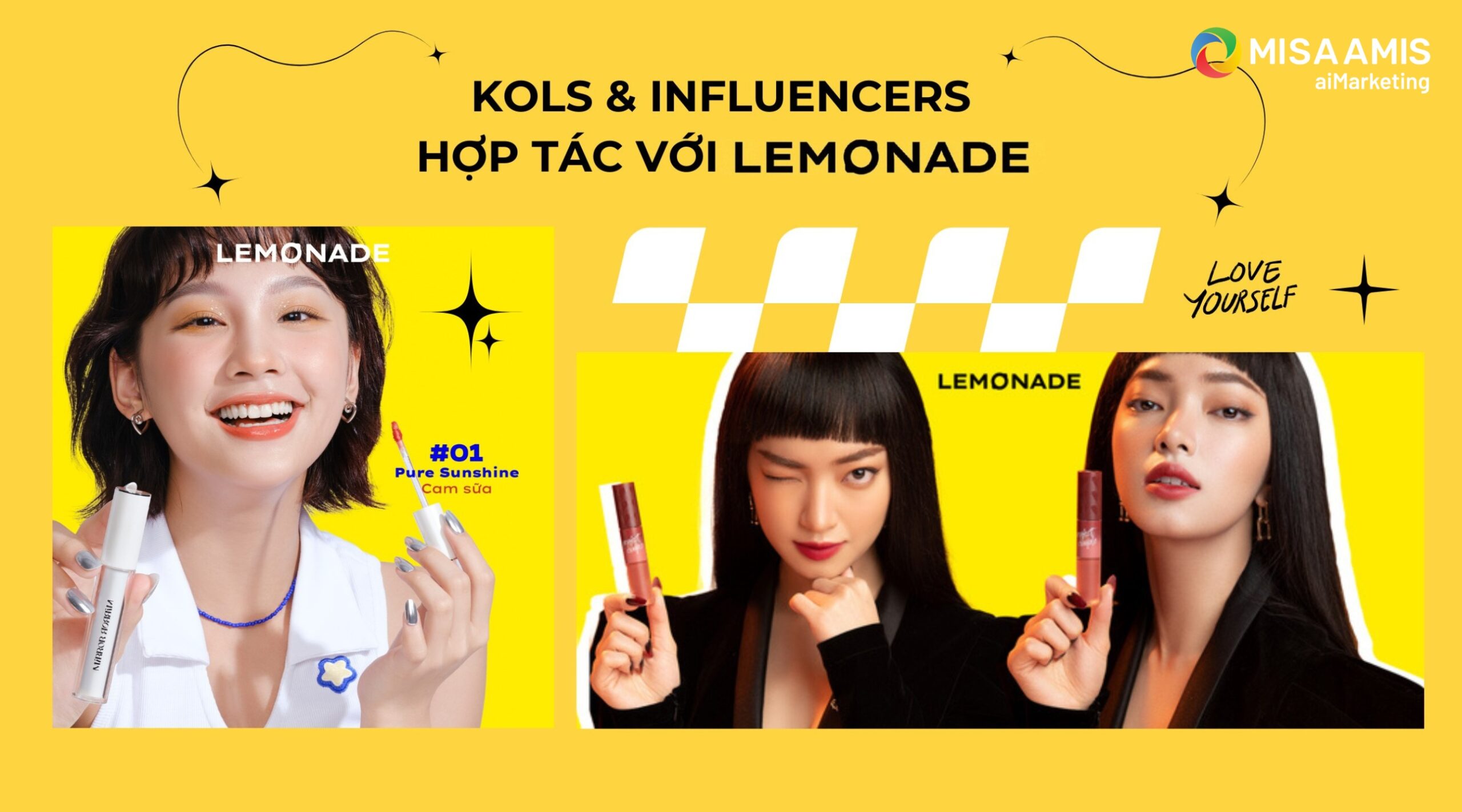 Lemonade hợp tác tiếp thị với các KOLs, Influencers để tiếp cận nhóm khách hàng mục tiêu là giới trẻ.