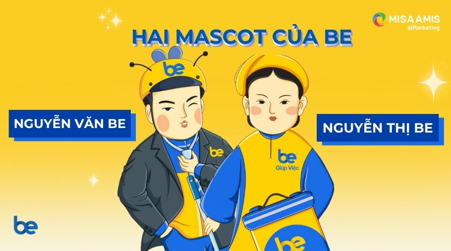 Hai mascot Văn Be & Thị Be của thương hiệu Be.