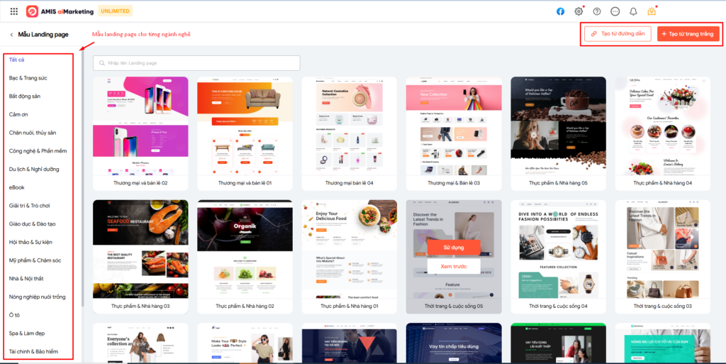 Chọn cách tạo landing page
