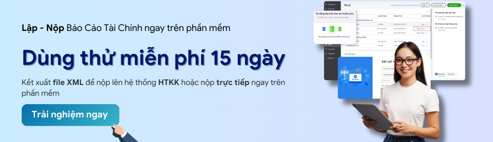 banner lập nộp báo cáo tài chính ngay trên phần mềm