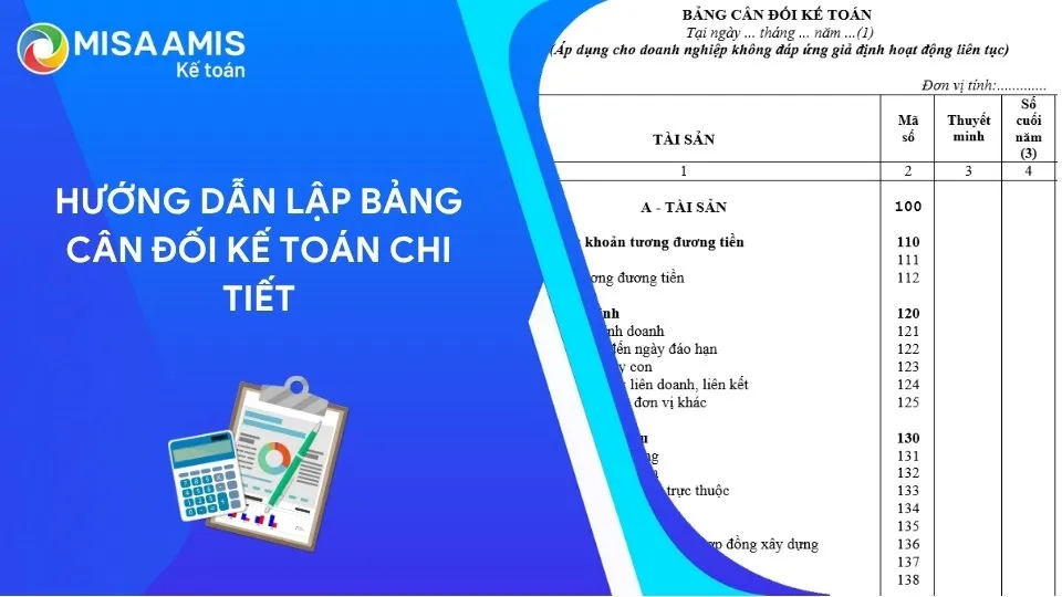 hướng dẫn lập bảng cân đối kế toán