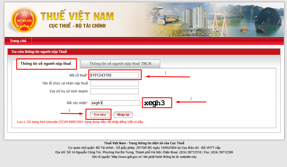 Cách tra cứu mã số thuế doanh nghiệp trên trang web tra cứu thông tin người nộp thuế của Cục Thuế Việt Nam